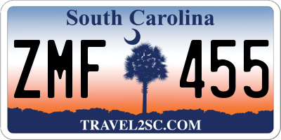 SC license plate ZMF455
