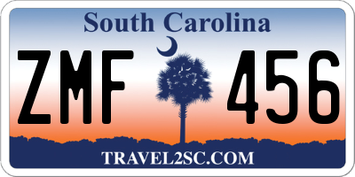 SC license plate ZMF456