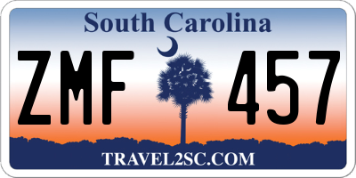 SC license plate ZMF457