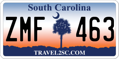 SC license plate ZMF463