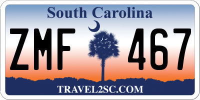 SC license plate ZMF467