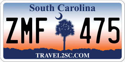 SC license plate ZMF475