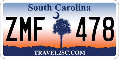 SC license plate ZMF478