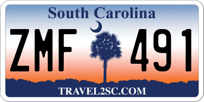 SC license plate ZMF491