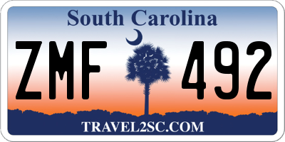 SC license plate ZMF492