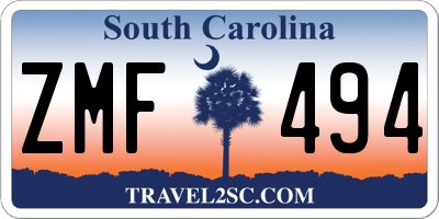 SC license plate ZMF494