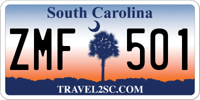 SC license plate ZMF501
