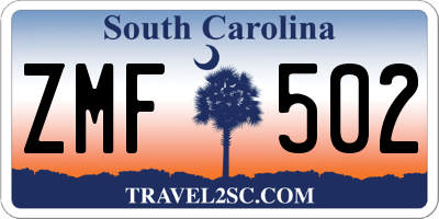 SC license plate ZMF502