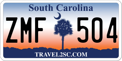 SC license plate ZMF504