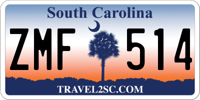SC license plate ZMF514
