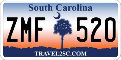 SC license plate ZMF520
