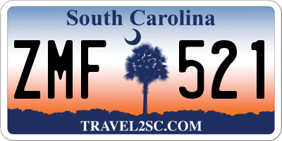 SC license plate ZMF521