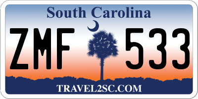 SC license plate ZMF533