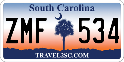SC license plate ZMF534
