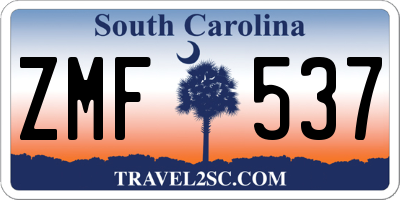 SC license plate ZMF537