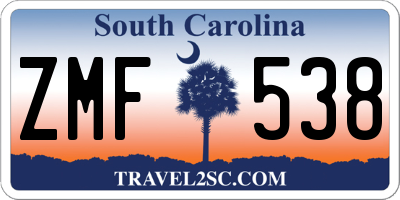 SC license plate ZMF538