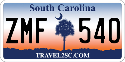 SC license plate ZMF540