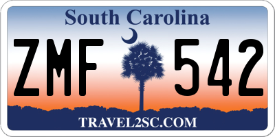 SC license plate ZMF542