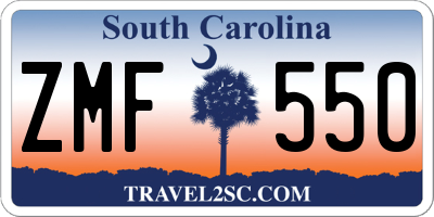 SC license plate ZMF550