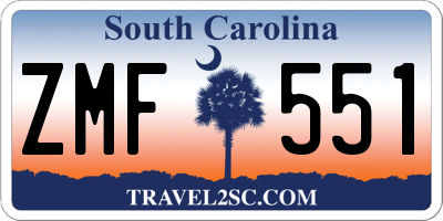 SC license plate ZMF551