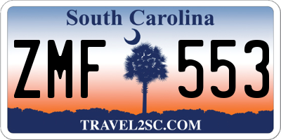 SC license plate ZMF553