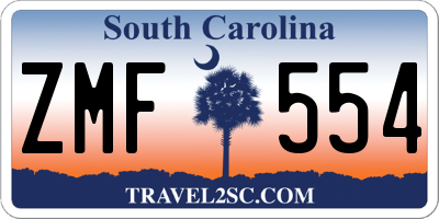 SC license plate ZMF554