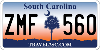 SC license plate ZMF560