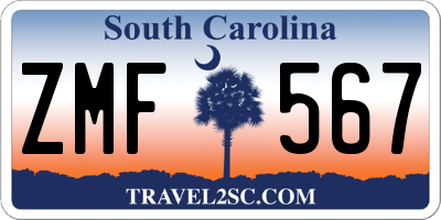 SC license plate ZMF567