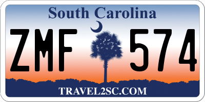 SC license plate ZMF574