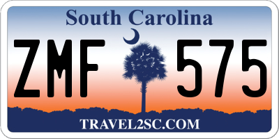 SC license plate ZMF575
