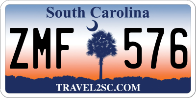 SC license plate ZMF576