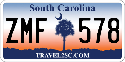 SC license plate ZMF578