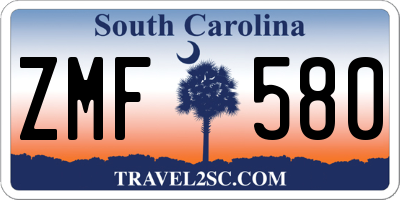 SC license plate ZMF580