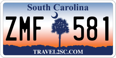 SC license plate ZMF581