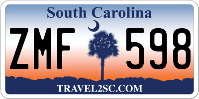 SC license plate ZMF598