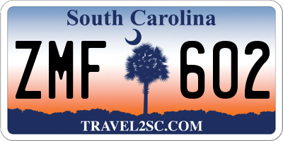SC license plate ZMF602