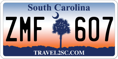 SC license plate ZMF607