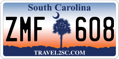 SC license plate ZMF608