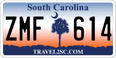 SC license plate ZMF614