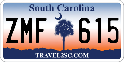 SC license plate ZMF615