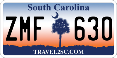SC license plate ZMF630