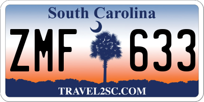 SC license plate ZMF633