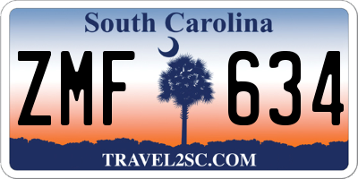 SC license plate ZMF634