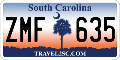 SC license plate ZMF635