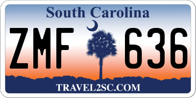 SC license plate ZMF636