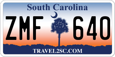 SC license plate ZMF640