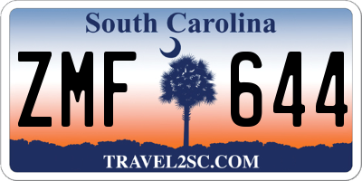 SC license plate ZMF644