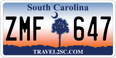 SC license plate ZMF647