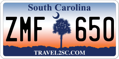 SC license plate ZMF650