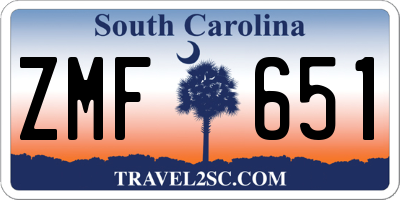 SC license plate ZMF651